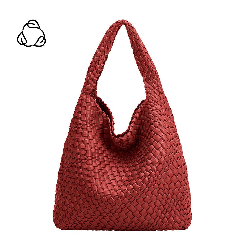 Red handbag vegan leather hobo bag