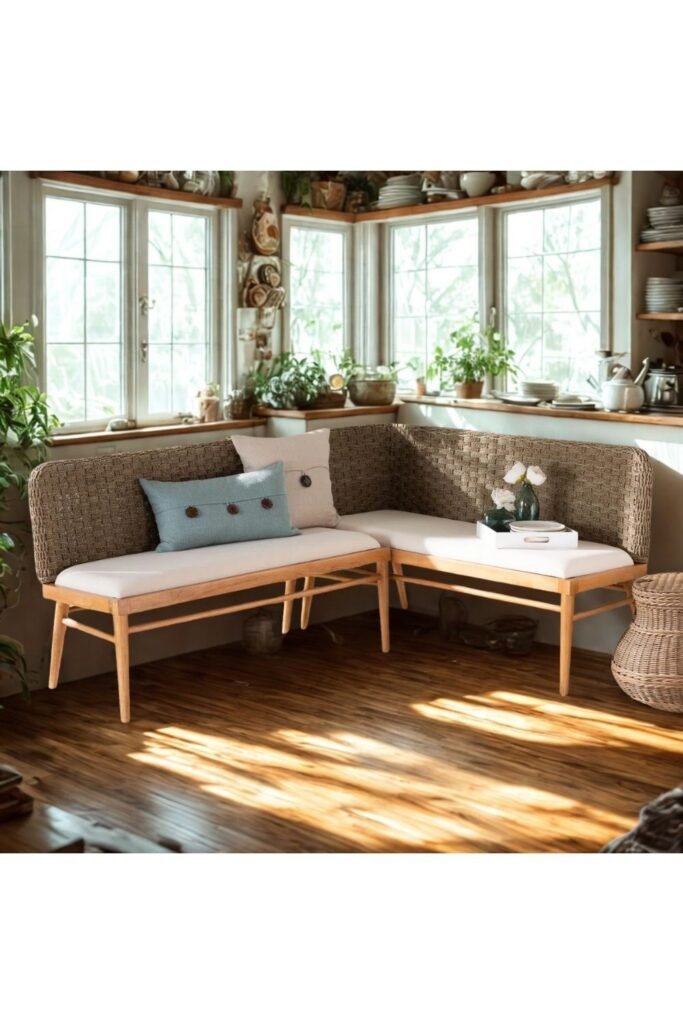 corner dining nook with banquette seating