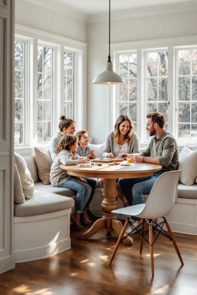 corner kitchen nook with banquette seating.