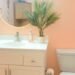 coastal bathroom with peach walls
